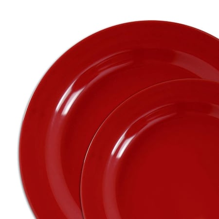 Smarty Had A Party Solid Red Holiday Round Plastic Dinnerware Value Set (120 Dinner Plates + 120 Salad Plates), 240PK 110RVP-CASE
